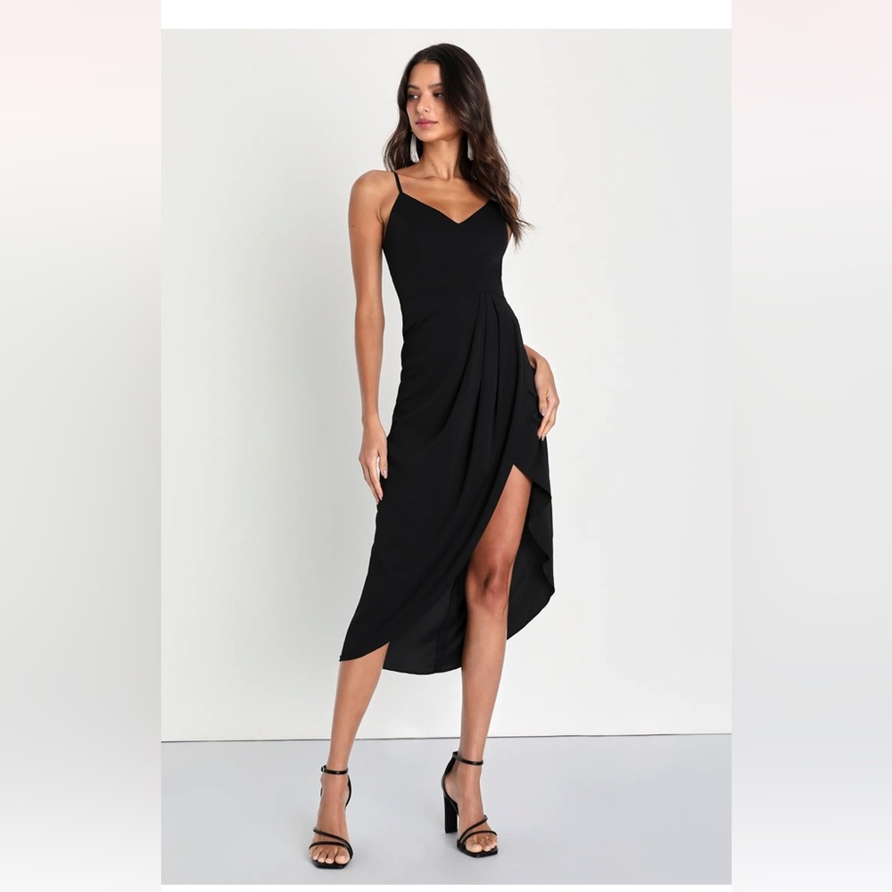 Lulu's Black Reinette Midi Dress